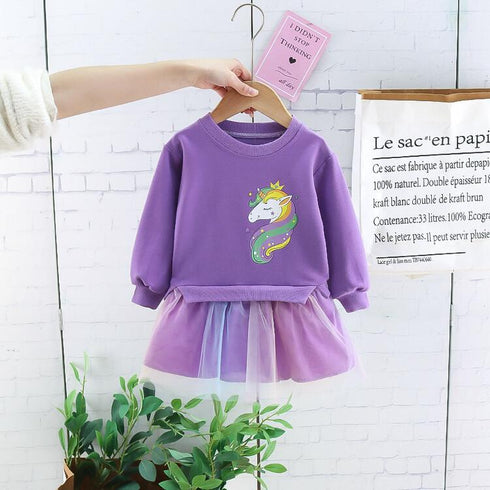 Girls' Mesh Stitching Dress